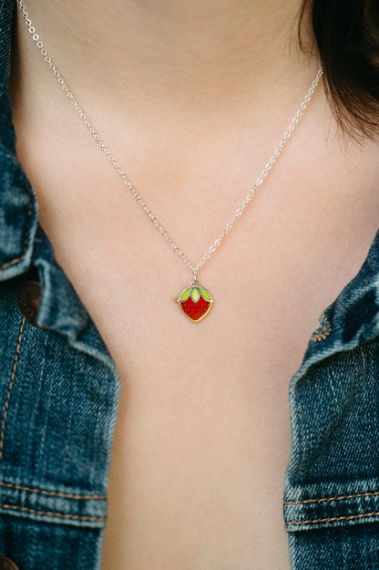 Strawberry Solitaire Necklace (PREORDER—ships week of Sept 21)