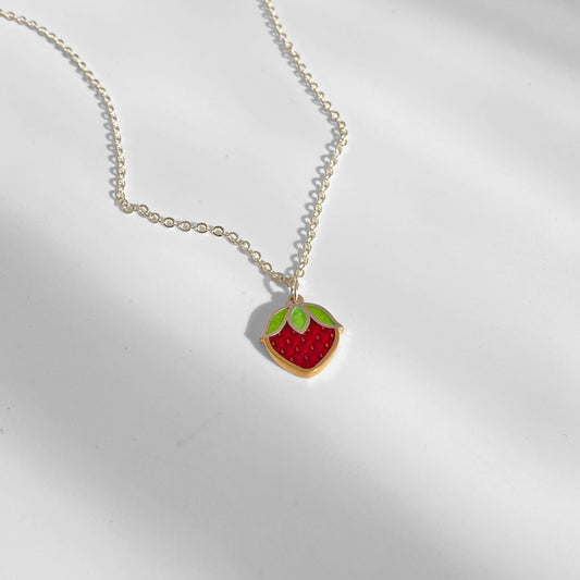 Strawberry Solitaire Necklace (PREORDER—ships week of Sept 21)